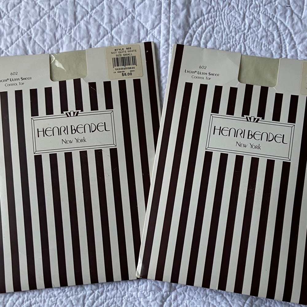 Henri Bendel Ultra Sheer Control Top Tights Hosiery Ivory 2 Pairs Small NWT